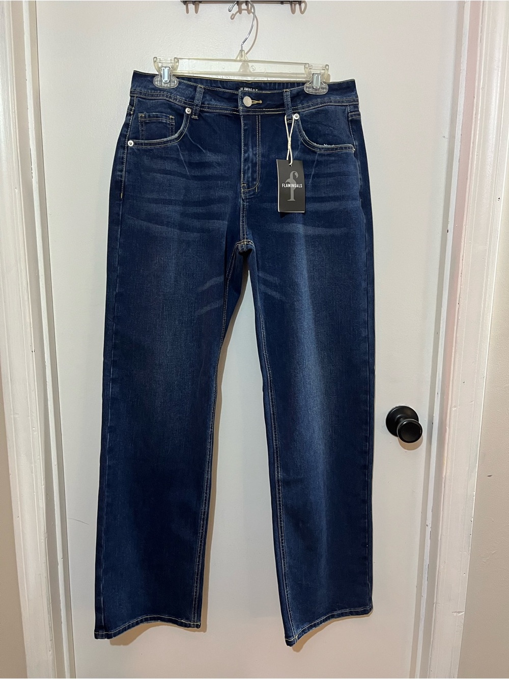 Fauxmaris Women's Dark Blue Straight-Leg Jeans